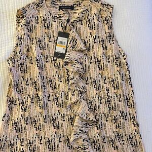 Tommy Hilfiger Size Small neutral colored Sleeveless Ruffle Top - Multicolor NWT